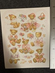 Vintage Fancy Teddy Bears Sticker Sheet Scrapbook Planner Craft Stickers