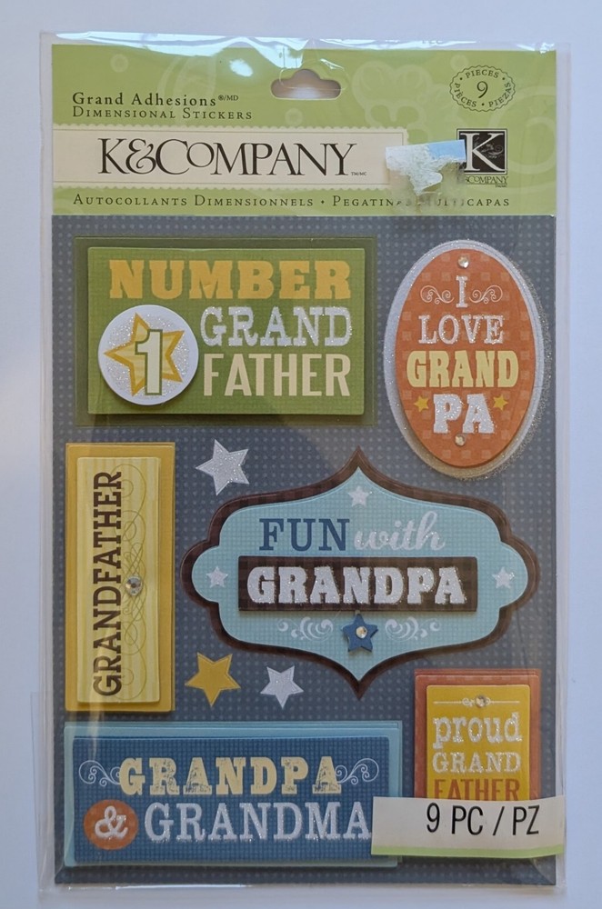 Grandpa Grandfather Grand Adhesions Scrapbooking Stickers By K&Company