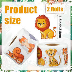 1200 Pcs Safari Animal Stickers Roll 1.5″ Cartoon Jungle Animal Sticker Labels 1