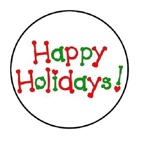 48 Happy Holidays!!!! ENVELOPE SEALS LABELS STICKERS 1.2″ ROUND