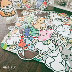 50 Cute Animal Stickers Random Laptop Water Bottle Skateboard Craft Large size