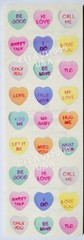 VINTAGE STICKERS CANDY HEARTS MESSAGE BE MINE LOVE YOU KISS ME I DO PAPER HOUSE