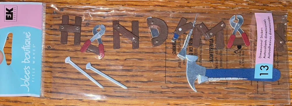 RARE Jolees Handyman Title Tools Hammer Screws Nails Pliers Scrapbook Stickers