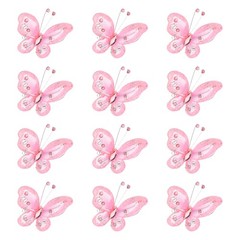 12Pcs Butterflies for Crafts, 2.2″ Organza Butterflies, Light Pink