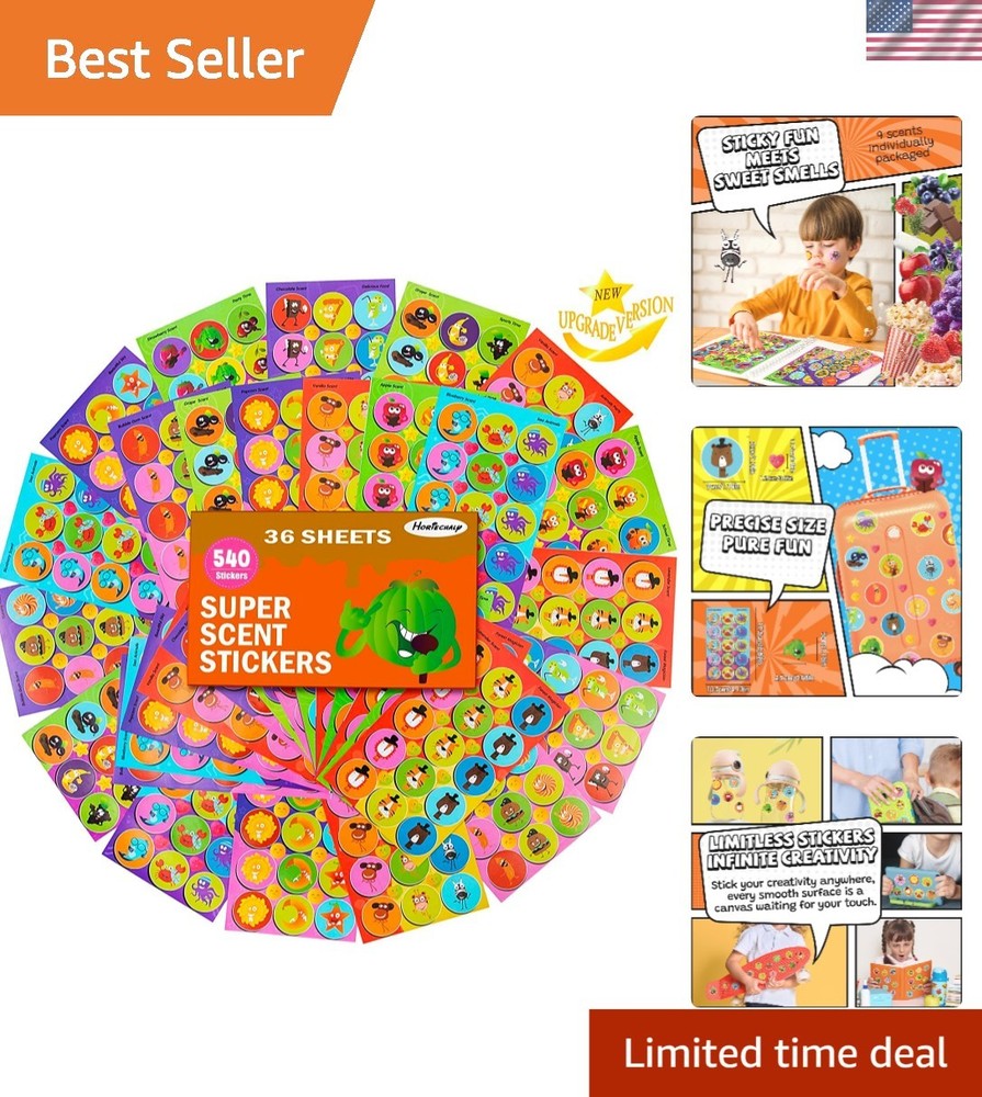 Delightful Scratch and Sniff Stickers for Kids – 9 Scents, 36 Colorful Sheets