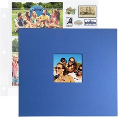 1DOT2 12×12 Large 3-Ring Scrapbook Photo Album, 80 Pages, Linen Cover, Blue