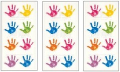 Handprints, scrapbook stickers, three sheets, each 2″ x 4″, Paper House ST-2359