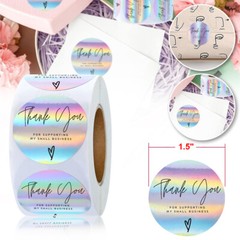 1000Pcs 1.5inch Thank You for Supporting My Small Business Rainbow Holo Stickers
