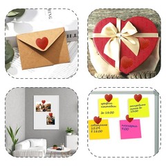 Heart Stickers, 500Pcs 1.5 Red Heart Stickers Roll, Self Adhesive Valentine S…