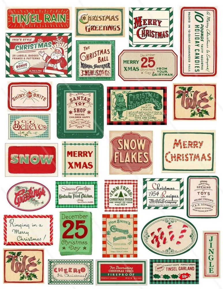 Set Christmas Embellishments Junk Journal Scrapbook