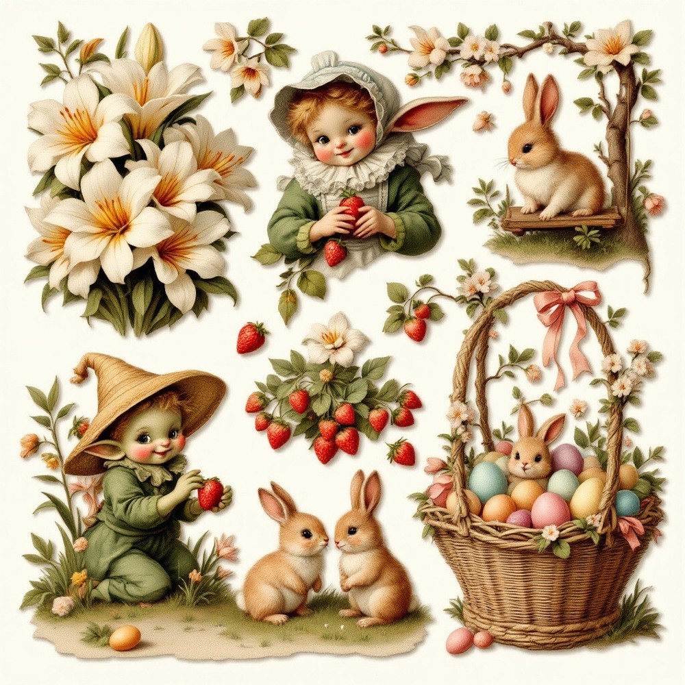 Cardstock Die Cut Embellishments Easter (6) Cut Outs 5 Inch