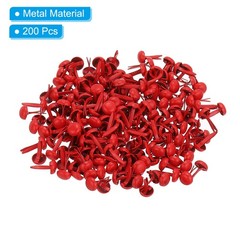 200 PCS Paper Brass Fasteners Split Pins Pastel Mini, Red, 4.5 x 8 mm