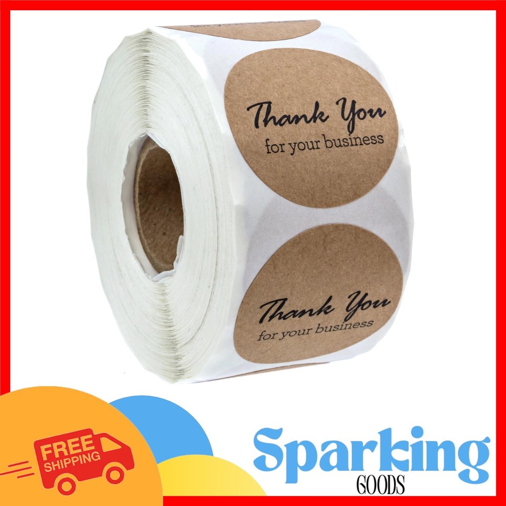 500 1.5″ Round Kraft Thank You Stickers for Small Businesses – USA Made