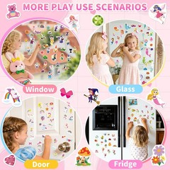 3 Reusable Jelly Sticker Books for Toddlers 3-6, Travel Activity Girls Toys