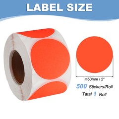 500Pcs 2″ Colored Dot Stickers Adhesive Color Coding Label, Fluorescent Red