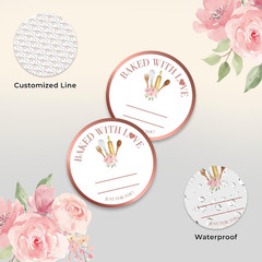 Rosegold Baked with Love Stickers | 2 Inch 300Pcs Packaging Labels for Baked Goo