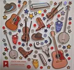 Pipsticks Stickers Sheet 4 X 4 «Country Music Makers» Aug 2022, Reprinted
