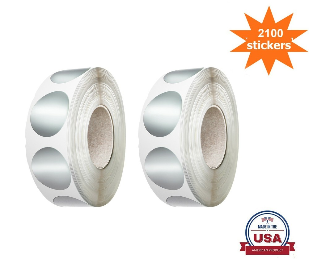 Silver Colored Dot Stickers 3/4 Inch Round Labels (19MM) 2100 Labels on Rolls