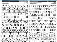 MECANORMA Transfers #397 Letterpress A3, Vintage Fonts AMERICANA NORMAL 15mm