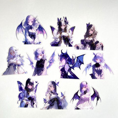 Demon Fairy Anime Stickers Purple Junk Journal Collage Scrapbooking Laptop Phone