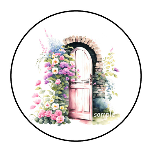 30 FLORAL DOOR ENVELOPE SEALS STICKERS LABELS TAGS 1.5″ ROUND FLOWERS SUMMER