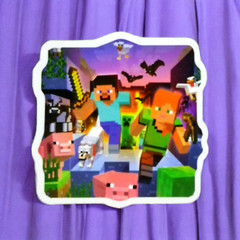 Minecraft Sticker Steve Alex Pig Running Group Glossy