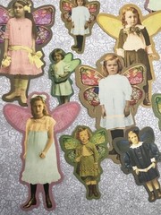 Set of 15 Vintage Cute Creepy Fairy Children Easter Pastel Stickers Scrapbooking