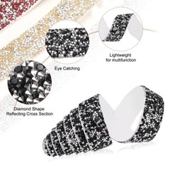 1 Inch x 1 Yard Crystal Rhinestone Sticker Ribbon Silver Black