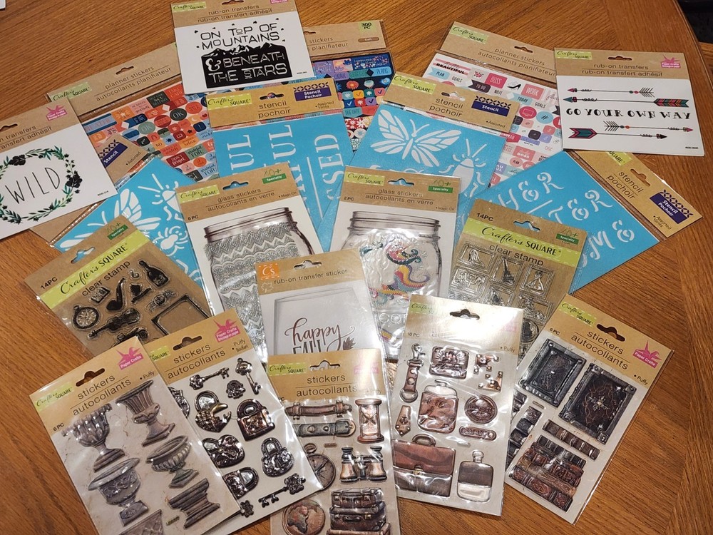 Crafters lot- Stickers/stencils/transfers/20 Packages, Assorted-NEW!