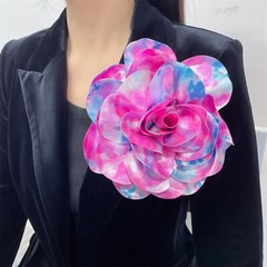 Dainty Dyed Satin Fabric Leopard Print Rose Flower Extra Large Big Brooches L…