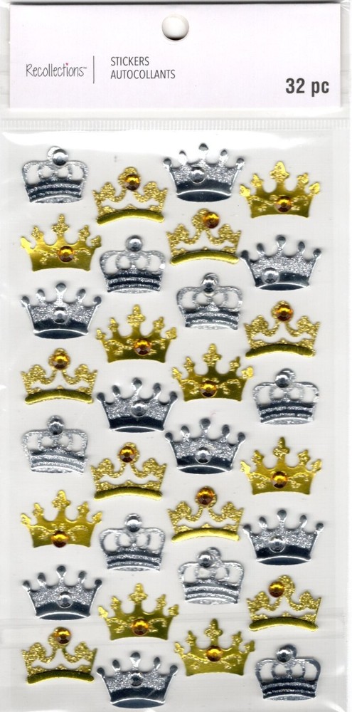 Silver & Gold Crowns, 3D scrapbook stickers, 4×7″ – Recollections #668368