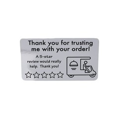 Thank You for Your Order 5 Star Food Delivery Labels 1.5 x 2.5 Inch 100 Total…
