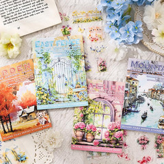 Glazed Tile House Fallen Flower Courtyard Sticker – 20 Sheets Waterproof PET Sc