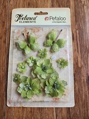 Petaloo Textured Elements «Pistachio Burlap Blossoms» Flowers RETIRED New #17