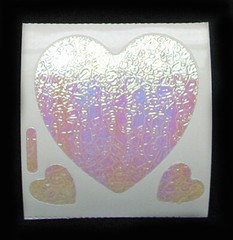 Vintage 80’s Sticca Graphics Crinkle Foil Light Pearly Pink Hearts Sticker Mod