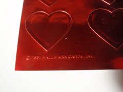 Lot 9 Sheets Vintage Hallmark Valentine Stickers: Hearts, Red Foil, Teddy Bear