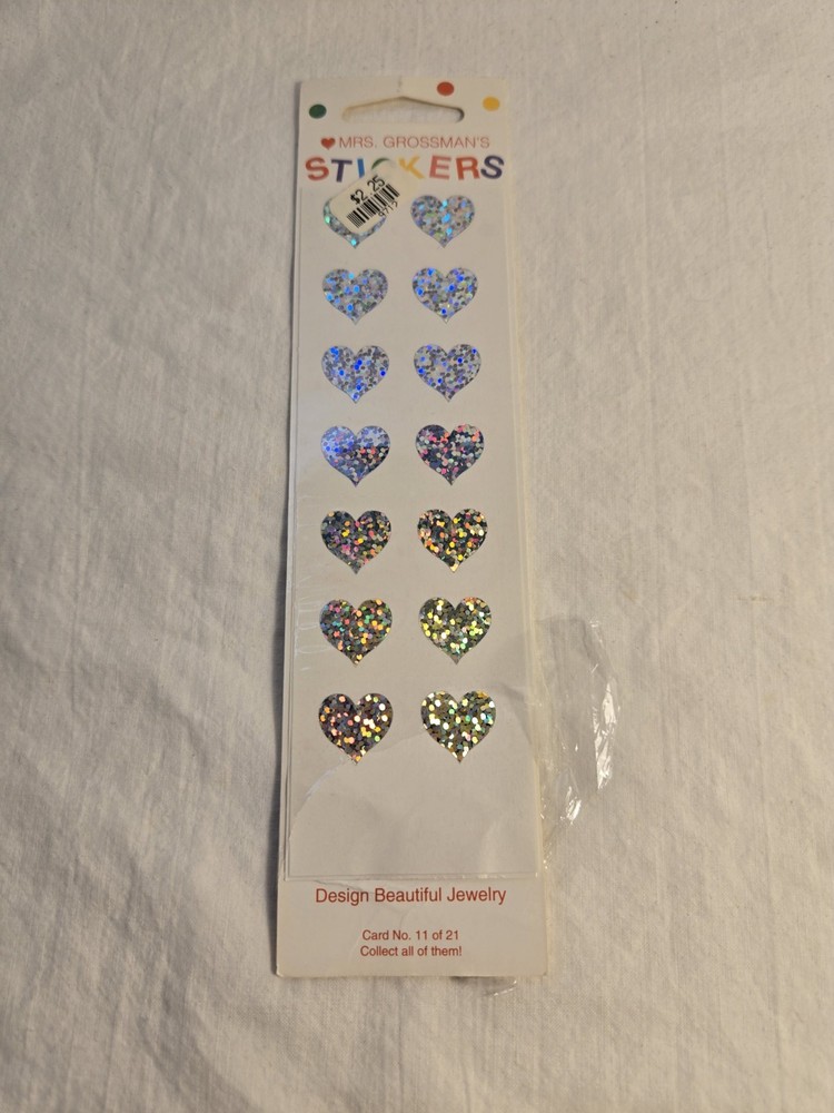 Vintage 1993 Mrs. Grossman’s Stickers PRISMATIC HEARTS Reflective Shiny