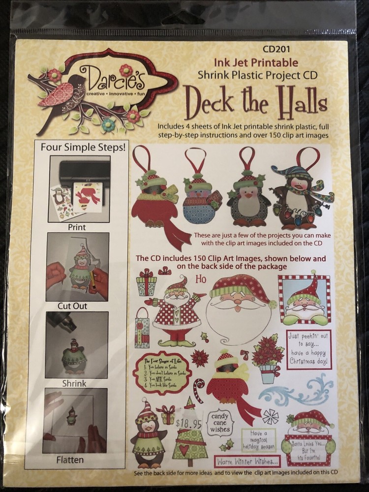 DARCIES SHRINK PLASTIC CD KITS, NEW CD 201 Deck The Halls
