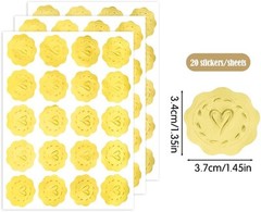300 PCS Gold Envelope Heart Seal Stickers, Embossed Wax 300pcs