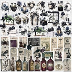 94 Pcs Dark Aesthetic Stickers for Journaling, Apothecary Potion Label Sticker B