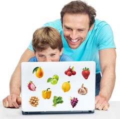 Food Stickers for Kids, 110Pcs Realistic Fruit Vegetable Classroom Decals