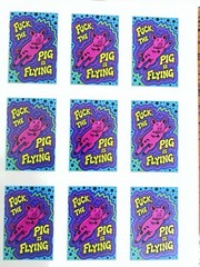 1 Custom Multicolor Profane Flying Pig Sticker Custom Art Acrylic Marker 3×2