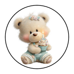 30 TEDDY BEAR BIRTHDAY ENVELOPE SEALS LABELS STICKERS 1.5″ FAVORS TAGS CUPCAKE