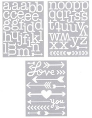 Cosmo Cricket, Alphabet Stickers, Lower Case, Large, Arrow, Love, White