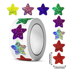 500pcs Holographic Star Stickers Colorful Adhesive Roll Kids DIY Craft – NEW