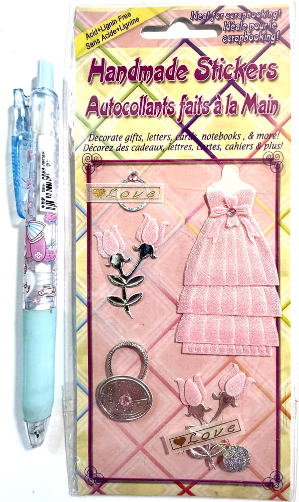 Pink Prom Dress Love Stickers Scrapbooking Card Journal Planner