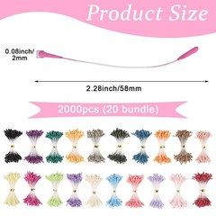 CCINEE 2000pcs Floral Stamens for Flowers, 3mm Artificial 3mm, Multi Color