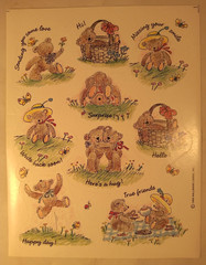 Vintage Hallmark Teddy Bear Friends Sticker Sheet Single 1993 Encouragement 6″