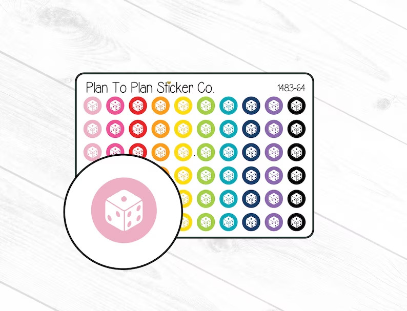 1483-64~~Dice Icon Planner Stickers.
