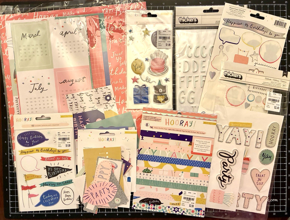 Crate Paper HOORAY! 6×8 Paper, Ephemera, 6×12 Stickers, Thickers, Puffy PARTIALS